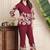 Beautiful maroon floral printed crepe flared co-ord set