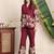 Beautiful maroon floral printed crepe flared co-ord set