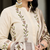  beige floral embroidered cotton straight kurta pant set