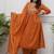  rust orange foil mirror work cotton flared suit set