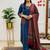  blue embroidered cotton straight suit set
