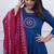 Beautiful blue embroidered cotton anarkali suit