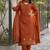 rust brown floral embroidered cotton straight suit set