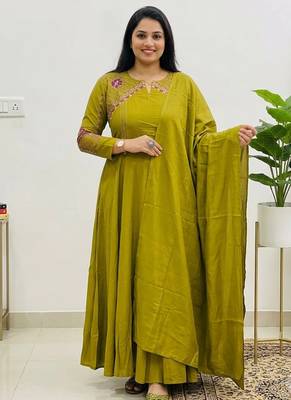  neon embroidered chanderi flared suit set 1