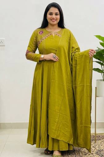  neon embroidered chanderi flared suit set