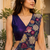 designer fendy silk blend embroidered ready to wear saree with stitched blouse