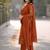Beautiful rust brown floral embroidered cotton straight suit set