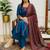  blue embroidered cotton straight suit set