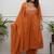  rust orange foil mirror work cotton flared suit set