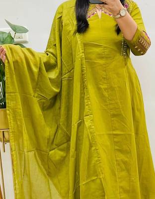 neon embroidered chanderi flared suit set 3