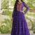 Violet georgette readymade navratri anarkali suit with kutchi patchwork