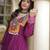 Wine rayon readymade navratri anarkali suit with kutchi thread work
