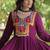 Wine rayon readymade navratri anarkali suit with kutchi thread work