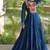 Teal rayon readymade navratri anarkali suit with kutchi thread work