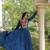 Teal rayon readymade navratri anarkali suit with kutchi thread work