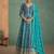 Teal georgette semi stitched anarkali suit with embroidery & sequence work