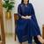  blue embroidered chanderi flared suit set