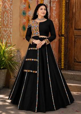 Black Color Fancy Design Navratri Chaniya Choli - full stitched free size 1