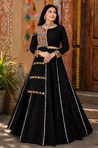 Black Color Fancy Design Navratri Chaniya Choli - full stitched free size