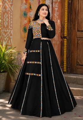 Black Color Fancy Design Navratri Chaniya Choli - full stitched free size 2