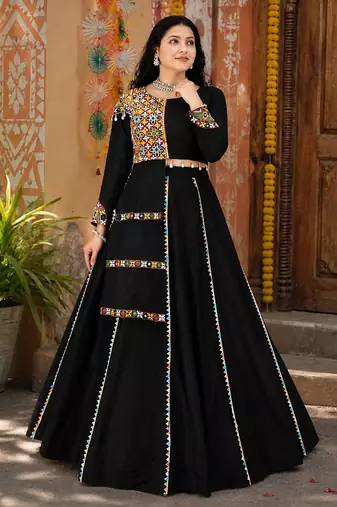 Black Color Fancy Design Navratri Chaniya Choli - full stitched free size