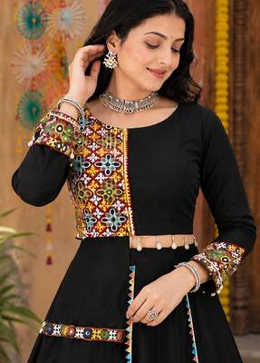 Black Color Fancy Design Navratri Chaniya Choli - full stitched free size 3