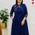  blue embroidered chanderi flared suit set