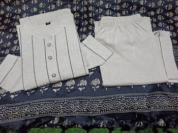  ivory textured cotton kurta and afghan pant set 5