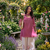 Women onion pink solid straight kurti with butterfly print palazzo & dupatta set