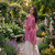 Women onion pink solid straight kurti with butterfly print palazzo & dupatta set
