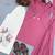 Women onion pink solid straight kurti with butterfly print palazzo & dupatta set
