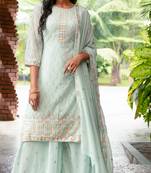 Sky blue designer sequins embroidered georgette salwar suit set