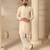 Gota embellished pure cotton silk mens off cream color kurta set