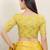 Women's brocade padded front open elbow sleeves saree blouse