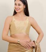Women's mulbury silk padded back open sleeveless saree blouse
