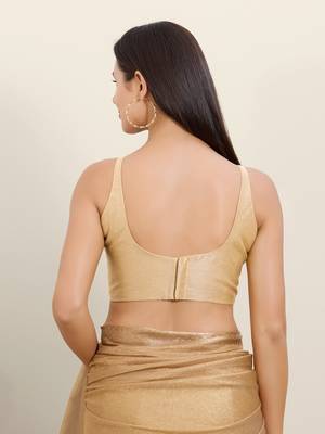 Women's mulbury silk padded back open sleeveless saree blouse 2