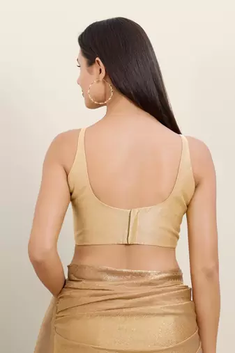 Women's mulbury silk padded back open sleeveless saree blouse