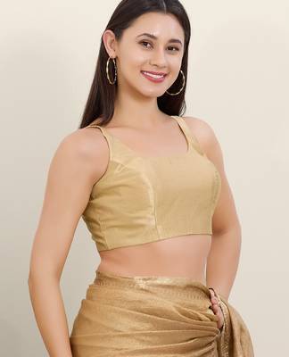 Women's mulbury silk padded back open sleeveless saree blouse 3