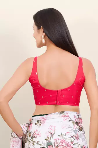 Women's brocade padded back open sleeveless saree blouse