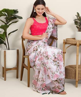 Women's brocade padded back open sleeveless saree blouse 4