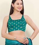 Women's brocade padded back open sleeveless saree blouse
