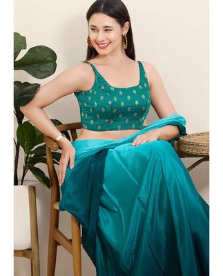 Women's brocade padded back open sleeveless saree blouse 4
