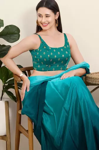 Women's brocade padded back open sleeveless saree blouse