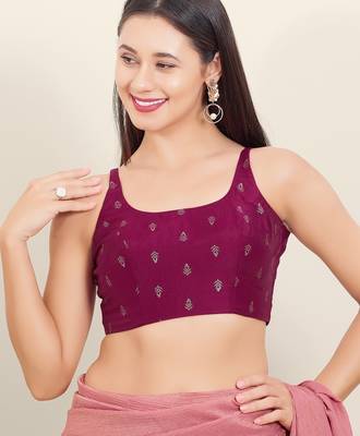 Women's brocade padded back open sleeveless saree blouse 1