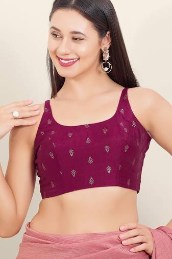 Women's brocade padded back open sleeveless saree blouse