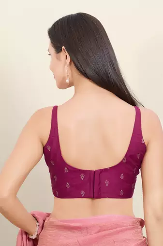 Women's brocade padded back open sleeveless saree blouse