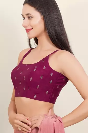Women's brocade padded back open sleeveless saree blouse