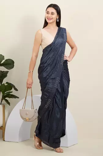 Women's brocade padded back open sleeveless saree blouse