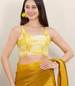 Women's satin silk padded back open sleeveless saree blouse