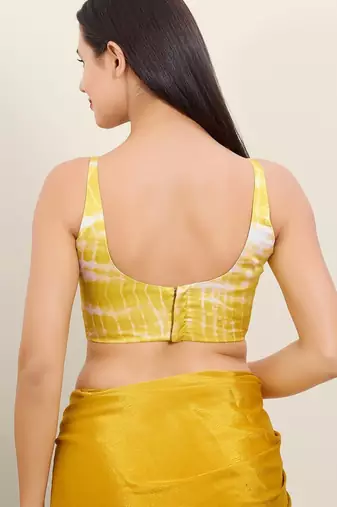 Women's satin silk padded back open sleeveless saree blouse